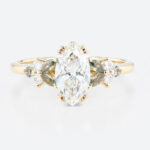 1ct Marquise Cut Lab Grown Diamond Rings Floral Cluster 4 Claw Engagement Ring in Yellow Gold