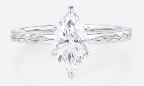 1ct Solitaire Lab Diamond Rings​ Marquise Cut 6 Claw Prong Engagement Ring in White Gold