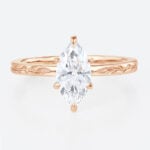 1ct Solitaire Lab Diamond Rings​ Marquise Cut 6 Claw Prong Engagement Ring in Rose Gold