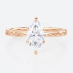 1ct Solitaire Lab Diamond Rings​ Marquise Cut 6 Claw Prong Engagement Ring in Rose Gold