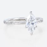 1ct Solitaire Lab Diamond Rings​ Marquise Cut 6 Claw Prong Engagement Ring in White Gold