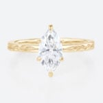1ct Solitaire Lab Diamond Rings​ Marquise Cut 6 Claw Prong Engagement Ring in Yellow Gold