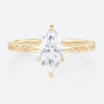 1ct Solitaire Lab Diamond Rings​ Marquise Cut 6 Claw Prong Engagement Ring in Yellow Gold
