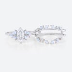 1ct Marquise Cut Lab Diamond Rings​ Set with Opal Cluster Enhancer Bands in White Gold