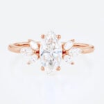 1ct Marquise Cut Lab Created Diamond Rings​​ Unique 4-Prong Ring in Rose Gold