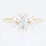 1ct Marquise Cut Lab Created Diamond Rings​​ Unique 4-Prong Ring in Yellow Gold