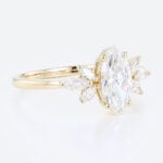 1ct Marquise Cut Lab Created Diamond Rings​​ Unique 4-Prong Ring in Yellow Gold