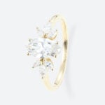 1ct Marquise Cut Lab Created Diamond Rings​​ Unique 4-Prong Ring in Yellow Gold