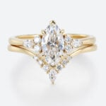 1ct Lab Grown Diamond Ring Set Marquise Cut Vintage 6-Prong Rings in Yellow Gold