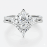 1ct Lab Grown Diamond Ring Set Marquise Cut Vintage 6-Prong Rings in White Gold