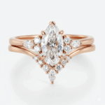 1ct Lab Grown Diamond Ring Set Marquise Cut Vintage 6-Prong Rings in Rose Gold
