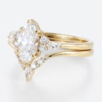 1ct Lab Grown Diamond Ring Set Marquise Cut Vintage 6-Prong Rings in Yellow Gold