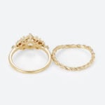 1ct Round Cut Lab Diamond Rings Set Celestial Design Engagement Ring in Yellow Gold