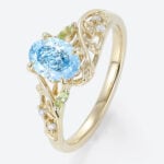 1ct Fancy Blue VS+ Oval Cut Lab Grown Blue Diamond Enchanted Forest 4 Claw Prong Engagement Ring (2)