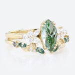 1ct Marquise Cut Lab Green Diamond Ring Set Nature-Inspired 4 Double Claw Prong Engagement Ring in Yellow Gold