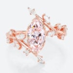 1ct Marquise Cut Lab Pink Diamond Engagement Ring Bypass 6 Claw Prong in Rose Gold