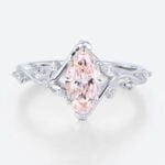 1ct Marquise Cut Lab Pink Diamond Ring Nature-Inspired 6 Claw Engagement Ring in White Gold