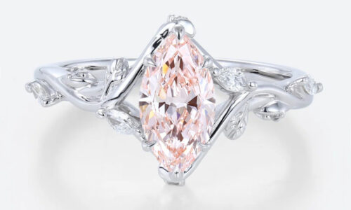 1ct Marquise Cut Lab Pink Diamond Ring Nature-Inspired 6 Claw Engagement Ring in White Gold