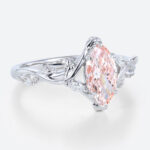 1ct Marquise Cut Lab Pink Diamond Ring Nature-Inspired 6 Claw Engagement Ring in White Gold