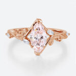 1ct Marquise Cut Lab Pink Diamond Ring Nature-Inspired 6 Claw Engagement Ring in Rose Gold