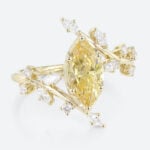Marquise Cut Lab Yellow Diamond Ring 1ct Fancy Yellow Vintage Bridal Ring in Yellow Gold