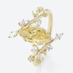 Marquise Cut Lab Yellow Diamond Ring 1ct Fancy Yellow Vintage Bridal Ring in Yellow Gold
