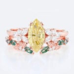 1ct Marquise Cut Lab Yellow Diamond Floral Engagement Ring Set in Rose Gold