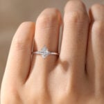 Three Stone Moissanite Ring Marquise Cut Simple rose Gold Promise Rings