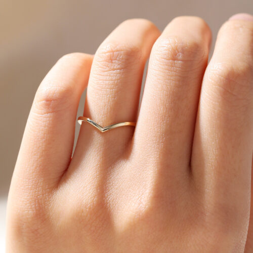 Minimalist Wedding Rings​ V-Shaped Rose Gold Wedding Rings​ Plain Ring