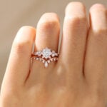 1ct Diamond Ring Princess Cut Lab Diamond Engagement Rings Set in rose gold