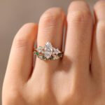 Diamond Bridal Ring Sets​ Marquise Lab Diamond Ring with Wedding Band