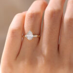 Yellow Gold Engagement Ring Pear Shaped Lab Diamonds Rings