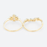 1CT Marquise Cut Moissanite Ring Set with Vintage Floral Curved Wedding Band in Yellow Gold