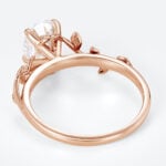 Oval Moissanite Promise Ring Solitaire Vine & Leaf Engagement Rings in Rose Gold