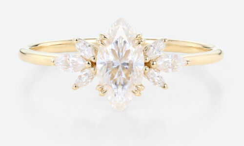 1ct Marquise Moissanite Ring​ Unique Moissanite Gold Bridal Ring