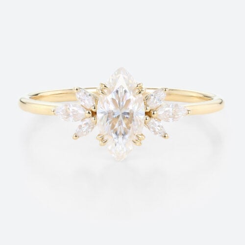 1ct Marquise Moissanite Ring​ Unique Moissanite Gold Bridal Ring