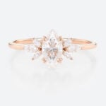 1ct Marquise Moissanite Ring​ Unique Moissanite Rose Gold Bridal Ring