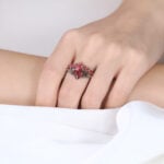 1.2ct Pear Shaped Ruby Engagement Ring Set with Curved Band in Rose Gold
