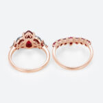 1.2ct Pear Shaped Ruby Engagement Ring Set with Curved Band in Rose Gold