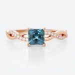 Interlaced Princess Cut Alexandrite Rings​ 0.8ct Pavé Engagement Ring with Infinity Design in Rose Gold