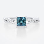 Interlaced Princess Cut Alexandrite Rings​ 0.8ct Pavé Engagement Ring with Infinity Design in White Gold