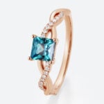 Interlaced Princess Cut Alexandrite Rings​ 0.8ct Pavé Engagement Ring with Infinity Design in Rose Gold