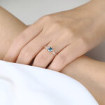 Interlaced Princess Cut Alexandrite Rings​ 0.8ct Pavé Engagement Ring with Infinity Design in Rose Gold