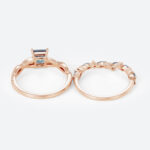 Princess Cut Alexandrite Rings​ Set 0.8ct Modern Infinity Bridal Ring with Alexandrite Band in Rose Gold