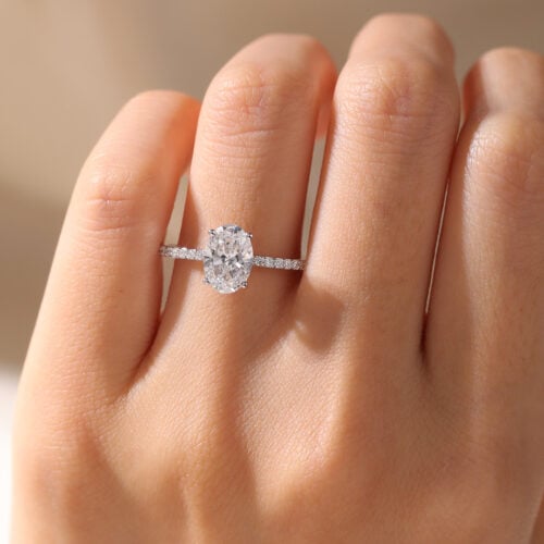 Engagement Ring Oval Diamonds Lab Created Simple Gold Rings