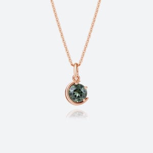 Round Green Sapphire Necklace Solitaire Celestial Glow Pendant in Rosse Gold