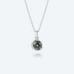 Round Green Sapphire Necklace Solitaire Celestial Glow Pendant in White Gold