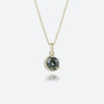 Round Green Sapphire Necklace Solitaire Celestial Glow Pendant in Yellow Gold