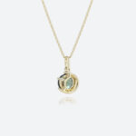 Round Green Sapphire Necklace Solitaire Celestial Glow Pendant in Yellow Gold