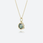 Round Green Sapphire Necklace Solitaire Celestial Glow Pendant in Yellow Gold